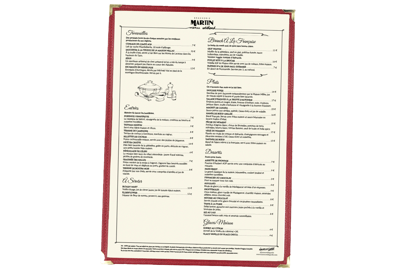 la nouvelle garde - menus - brasserie martin