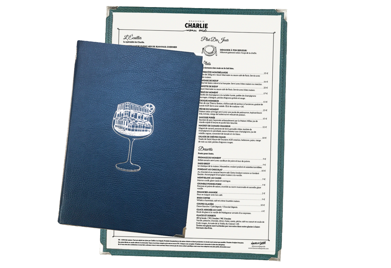 la nouvelle garde - menus - brasserie charlie